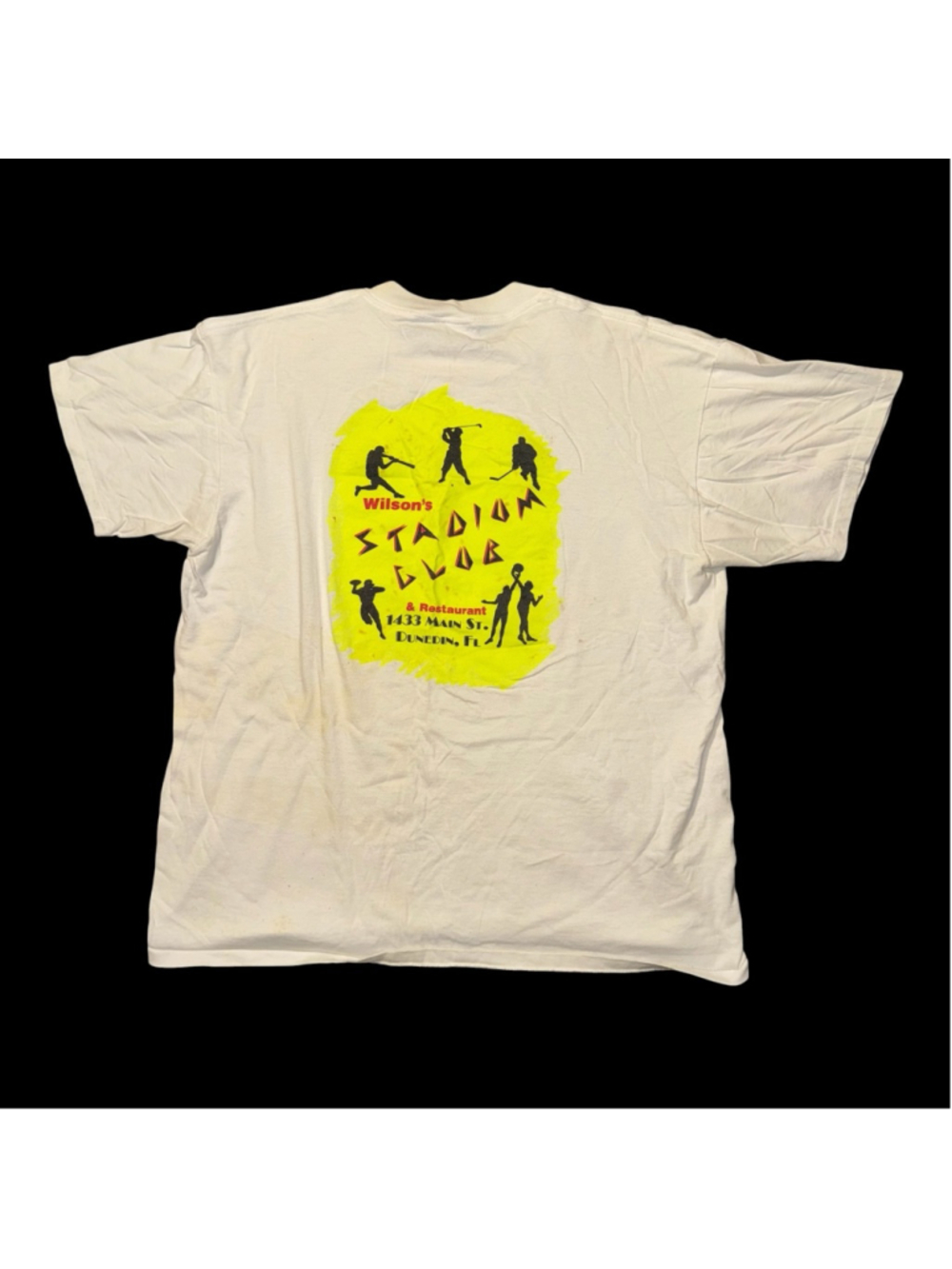 Vintage 90s ONEITA White Yellow Wilson's Stadium Club Short Sleeve Tee XL